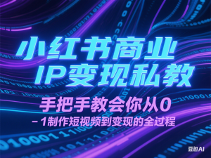 小红书商业IP变现私教，手把手教会你从0-1制作短视频到变现的全过程-来缘阁