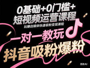 0基础+0门槛+短视频运营课程，玩赚自媒体快速吸粉变现课程，一对一教玩转抖音吸粉爆粉-来缘阁