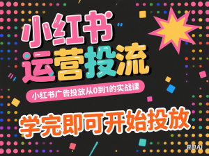 小红书运营投流，小红书广告投放从0到1的实战课，学完即可开始投放-来缘阁