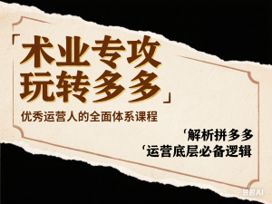 术业专攻玩转多多，优秀运营人的全面体系课程，解析拼多多运营底层必备逻辑-来缘阁