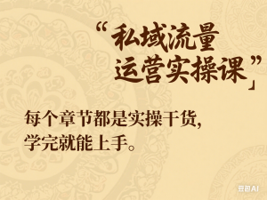 私域流量运营实操课，每个章节都是实操干货，学完就能上手-来缘阁