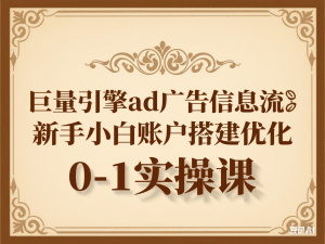 巨量引擎ad广告信息流新手小白账户搭建优化0-1实操课-来缘阁