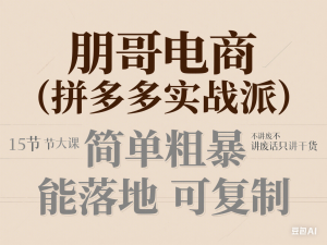 朋哥电商(拼多多实战派)，15节大课不讲废话只讲干货，简单粗暴 能落地 可复制-来缘阁