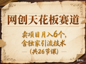 网创天花板赛道，卖项目月入6个，含独家引流技术(共26节课)-来缘阁