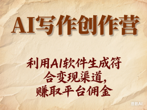 AI写作创作营，利用AI软件生成符合变现渠道，赚取平台佣金-来缘阁