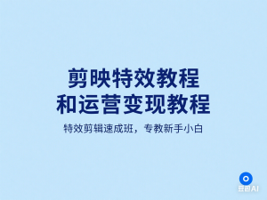 剪映特效教程和运营变现教程，特效剪辑速成班，专教新手小白-来缘阁