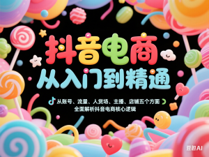 抖音电商从入门到精通，​从账号、流量、人货场、主播、店铺五个方面，全面解析抖音电商核心逻辑-来缘阁