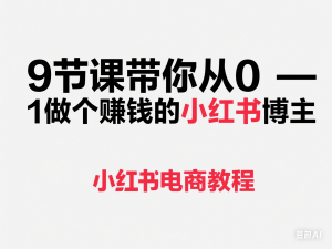 9节课带你从0-1做个赚钱的小红书博主-小红书电商教程-来缘阁