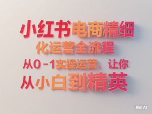 小红书电商精细化运营全流程，从0-1实操运营，让你从小白到精英-来缘阁