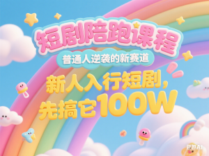 短剧陪跑课程，普通人逆袭的新赛道，新人入行短剧，先搞它100W-来缘阁