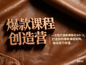 爆款课程创造营，​一次性打通做课路径从0~1，打造你的爆款课程矩阵，撬动百万财富-来缘阁