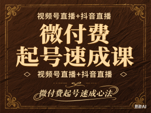 微付费起号速成课，视频号直播+抖音直播，微付费起号速成心法-来缘阁