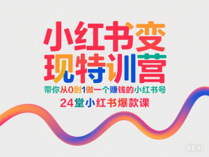 小红书变现特训营，带你从0到1做一个赚钱的小红书号，24堂小红书爆款课-来缘阁