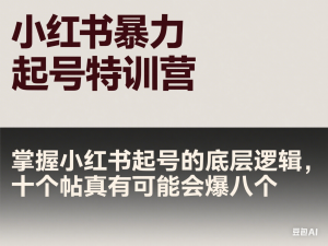 小红书暴力起号特训营，掌握小红书起号的底层逻辑，十个帖真有可能会爆八个-来缘阁