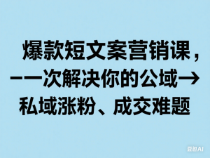 爆款短文案营销课，一次解决你的公域→私域涨粉、成交难题-来缘阁