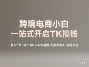 跨境电商小白一站式开启TK搞钱，教你“从0到1”学TikTok运营轻松掌握TK实操技能-来缘阁