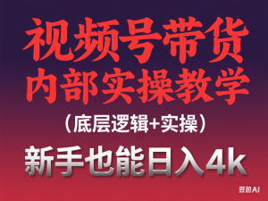 视频号带货内部实操教学(底层逻辑+实操)，新手也能日入4k-来缘阁