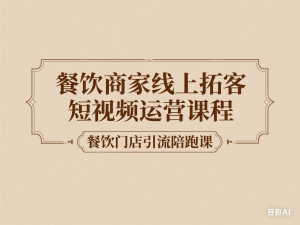 餐饮商家线上拓客短视频运营课程，餐饮门店引流陪跑课-来缘阁