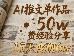 AI推文单作品50w点赞经验分享，15天变现6w-来缘阁