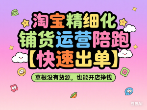 淘宝精细化铺货运营陪跑【快速出单】，草根没有货源，也能开店挣钱-来缘阁