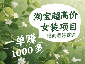 淘宝超高价女装项目，电商最好赛道，一单赚1000多-来缘阁
