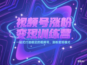视频号涨粉变现训练营，一站式打造稳定的视频号，涨粉变现模式-来缘阁