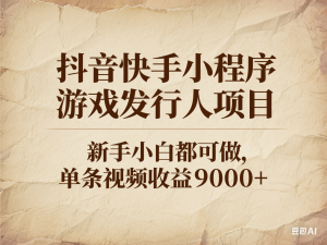 抖音快手小程序游戏发行人项目，新手小白都可做，单条视频收益9000+-来缘阁