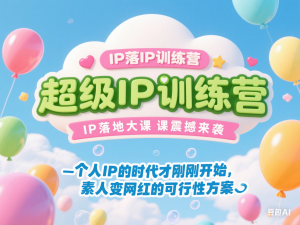 超级IP训练营，IP落地大课震撼来袭，个人IP的时代才刚刚开始，素人变网红的可行性方案-来缘阁