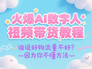 火爆AI数字人短视频带货教程，谁说好物流量不好？因为你不懂方法-来缘阁