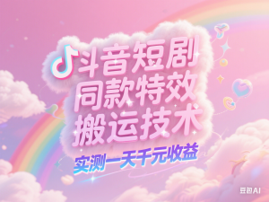 抖音短剧同款特效搬运技术，实测一天千元收益-来缘阁
