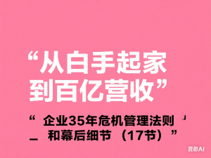 图片[1]-从白手起家到百亿营收，企业35年危机管理法则和幕后细节(17节)-来缘阁