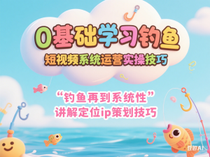 0基础学习钓鱼短视频系统运营实操技巧，钓鱼再到系统性讲解定位ip策划技巧-来缘阁