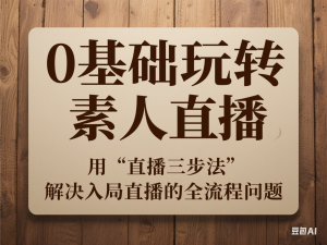 0基础玩转素人直播，用“直播三步法”解决入局直播的全流程问题-来缘阁