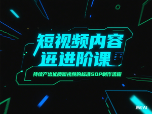 短视频内容进阶课，持续产出优质短视频的标准SOP制作流程-来缘阁