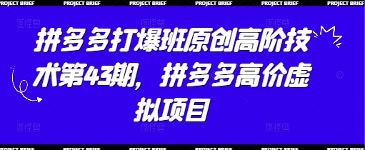 拼多多打爆班原创高阶技术第43期，拼多多高价虚拟项目-来缘阁