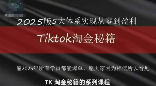 TikTok跨境2025淘金秘籍，​2025TikTok从0到盈利变现-来缘阁