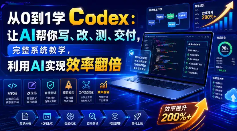 从0到1学Codex：让AI帮你写、改、测、交付，完整系统教学，利用AI实现效率翻倍(更新0918)-来缘阁