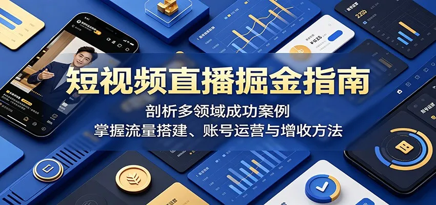 短视频直播掘金指南：剖析多领域成功案例，掌握流量搭建、账号运营与增收方法-来缘阁