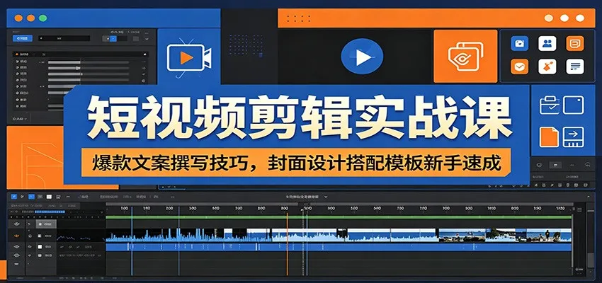 短视频剪辑实战课：爆款文案撰写技巧，封面设计搭配模板新手速成-来缘阁