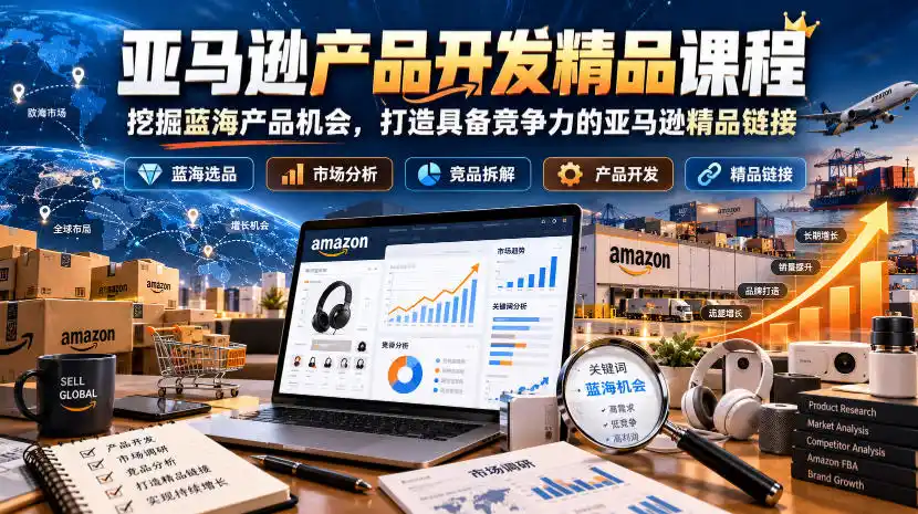 亚马逊产品开发精品课程，挖掘蓝海产品机会，打造具备竞争力的亚马逊精品链接-来缘阁