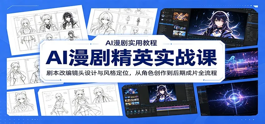AI漫剧精英实战课：剧本改编镜头设计与风格定位，从角色创作到后期成片全流程-来缘阁