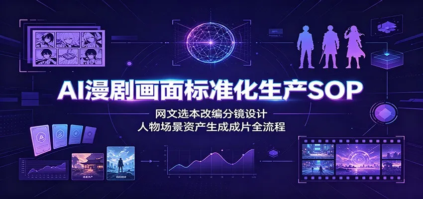 AI漫剧画面标准化生产SOP：网文选本改编分镜设计，人物场景资产生成成片全流程-来缘阁