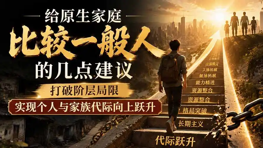 付费文章：给原生家庭比较一般人的几点建议，打破阶层局限，实现个人与家族代际向上跃升-来缘阁