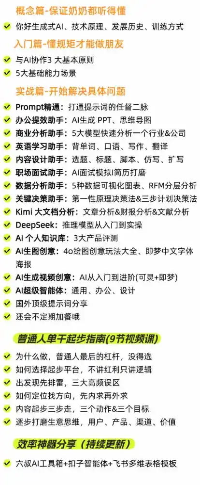 AI私教实战课-更新8月：从提示词、智能体到内容生产与流量获客，系统打造AI时代超级个体核心能力-来缘阁