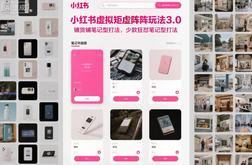 小红书虚拟矩阵玩法3.0，铺货铺笔记型打法，少款狂怼笔记型打法-来缘阁