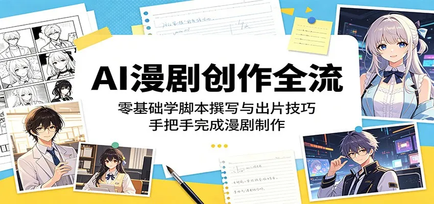 AI漫剧创作全流程:零基础学脚本撰写与出片技巧,手把手完成漫剧制作-来缘阁