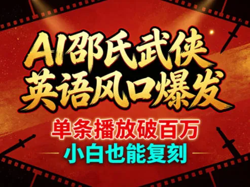 AI邵氏武侠英语风口爆发，单条播放破百万，小白也能复刻-来缘阁