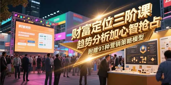 财富定位三阶课,趋势分析加心智抢占,附赠91种营销策略模型-来缘阁
