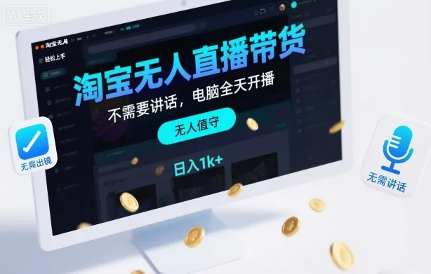 淘宝无人直播带货，不需要出镜，不需要讲话，电脑全天开播，轻松上手，日入1k+【揭秘】-来缘阁