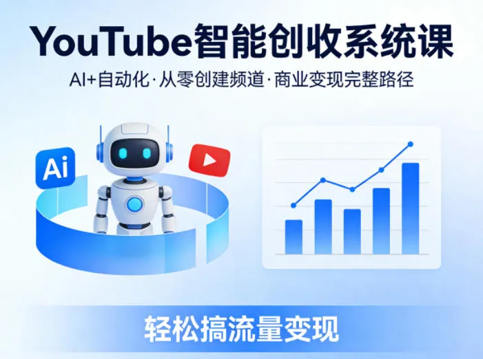 YouTube智能创收系统课，AI+自动化，从零创建YouTube频道并实现商业变现的完整路径，轻松搞流量变现-来缘阁